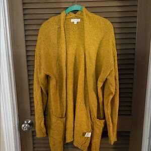 Day to Day blu Pepper Mustard Open-Front Cardigan